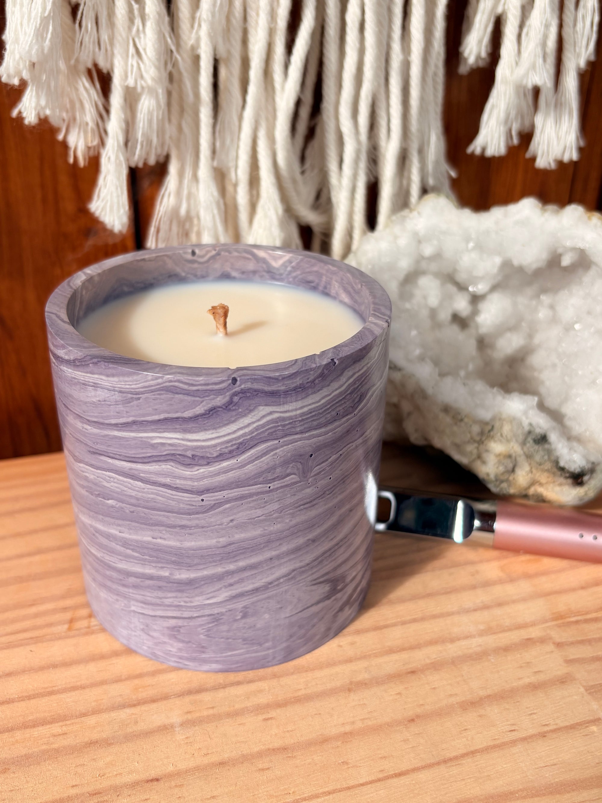 Lilac and Lavender Stone Whirl Candle