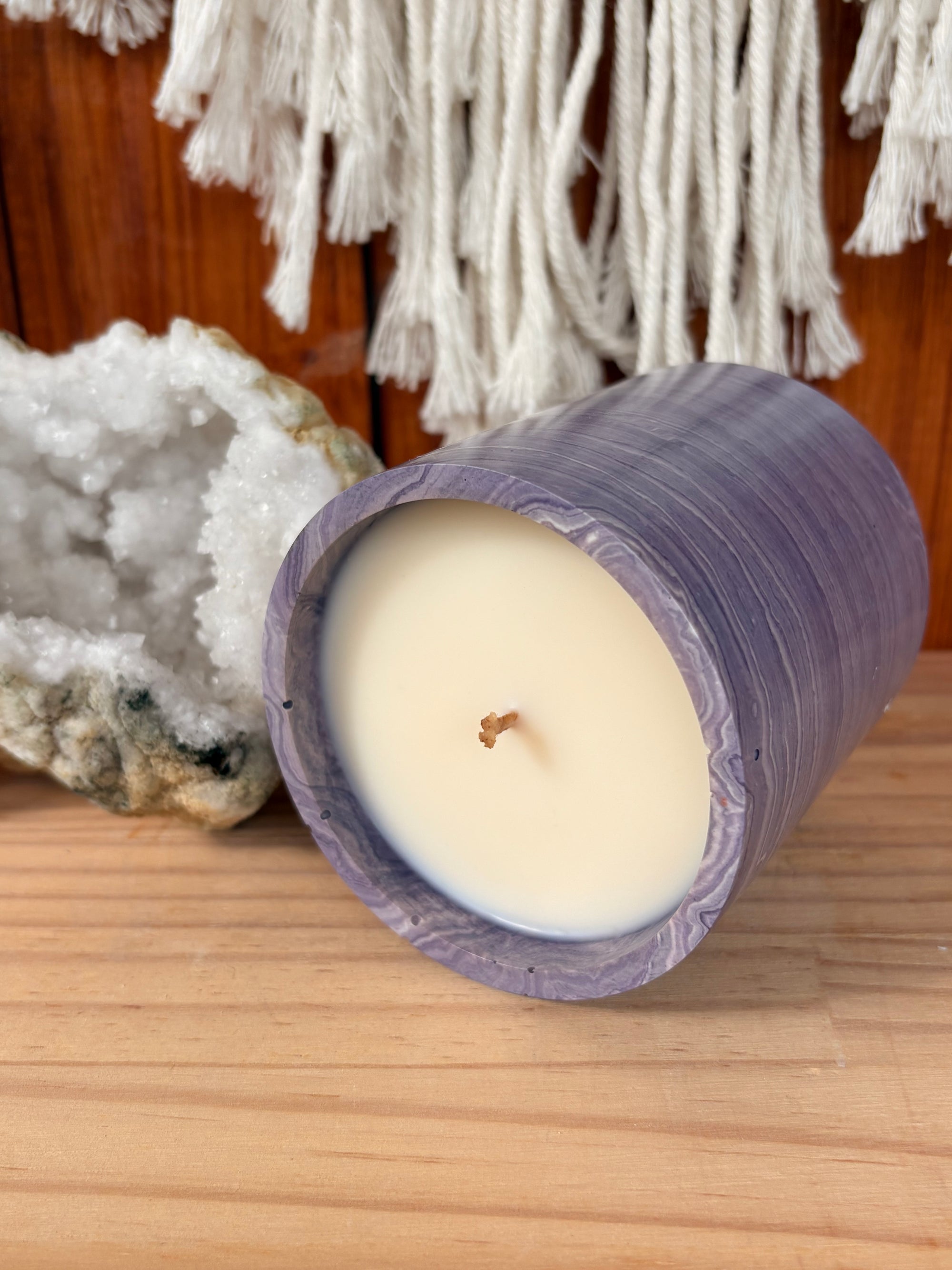 Lilac and Lavender Stone Whirl Candle