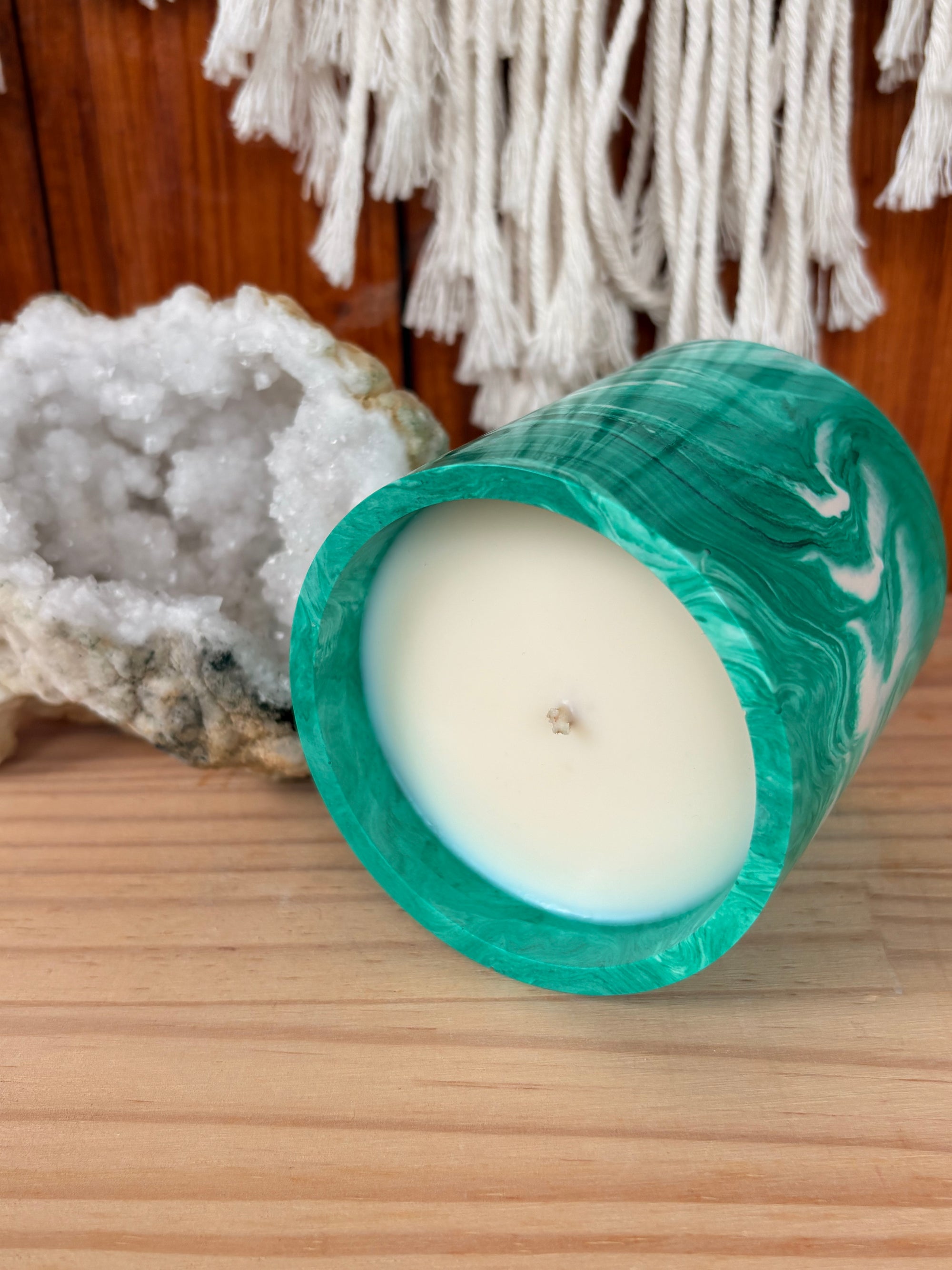 Emerald Lemongrass and Ginger Stone Whirl Candle