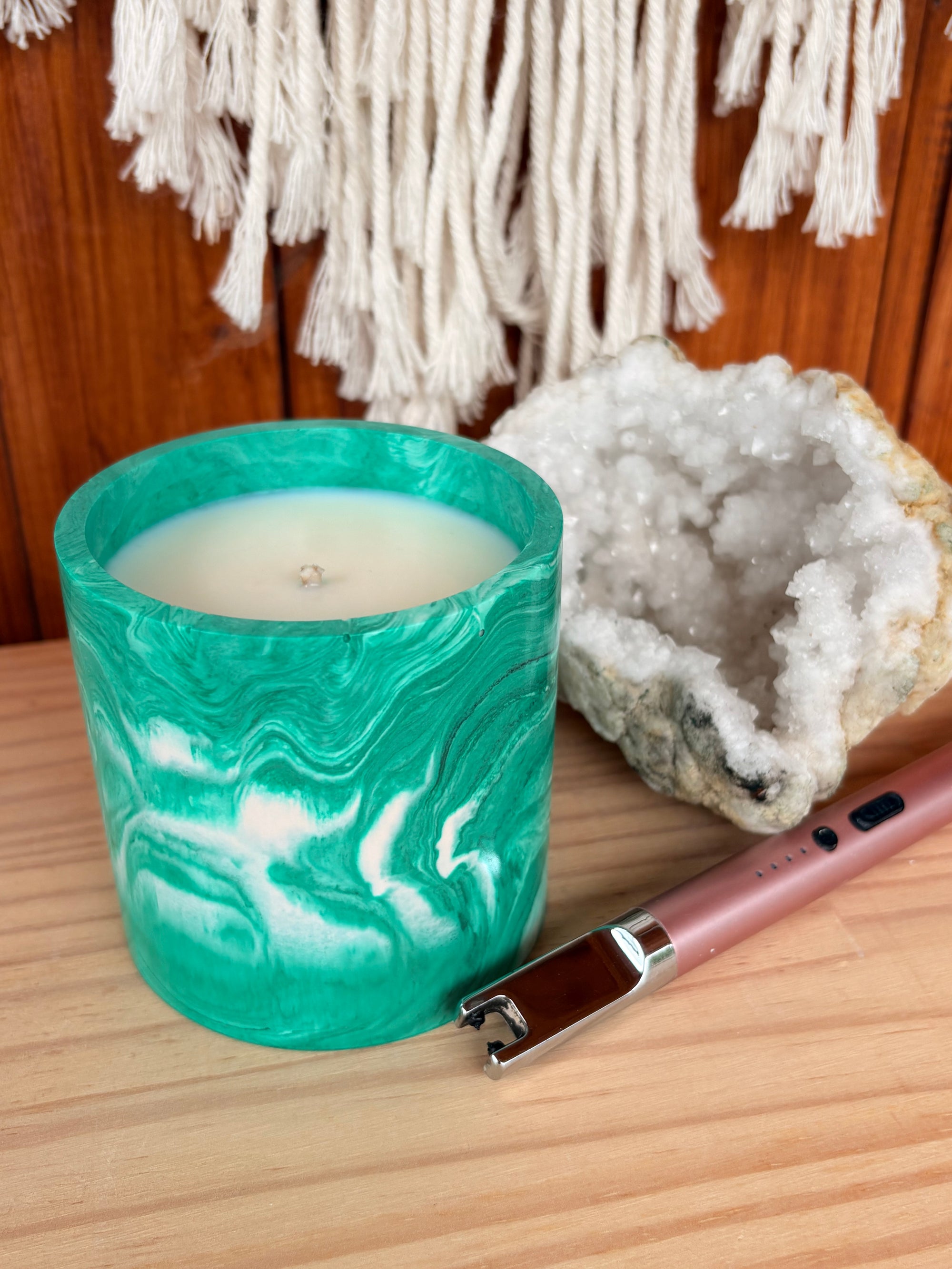 Emerald Lemongrass and Ginger Stone Whirl Candle