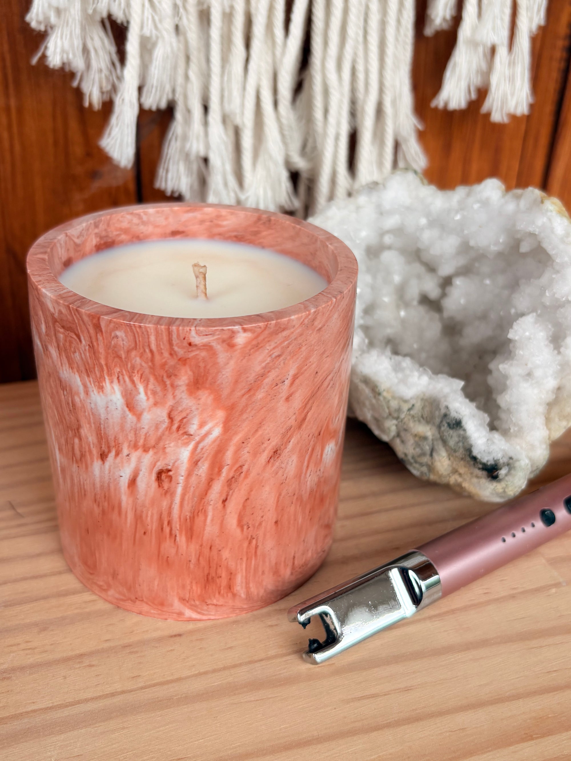 Terracotta with Bergamot and Patchouli Stone Whirl Candle